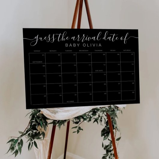 Baby Due Date Calendar Sign Guess the BirthdayGame Poster