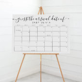 Baby Due Date Calendar Sign Guess the BirthdayGame Poster