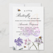 Baby Duschbrause Wildblumen Violett Luxus Einladung (Vorderseite)