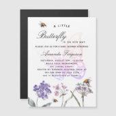 Baby Duschbrause Wildblumen Violett Luxus Magneteinladung (Vorne/Hinten)