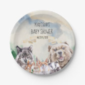 Baby Dusche Adorable Woodland Tiere Wasserfarbe Pappteller (Vorderseite)