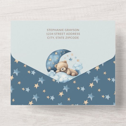 Baby-Dusche All In One Einladung (Rückseite)