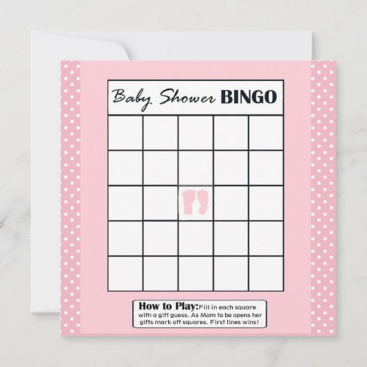 Baby Dusche Alphabet Name & Bingo Spiel Pink Lamm Einladung (Rückseite)