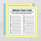 Baby Dusche Alphabet Name Spiel BINGO Gelb & Blau Einladung (Vorne/Hinten)