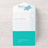 Baby Dusche Aquarellschildkröte Aqua Rosa Blau All In One Einladung (Außenbereich)