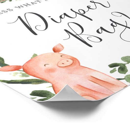 Baby-Dusche auf Bauernhof: Was ist in der Windelbe Poster (Ecke)