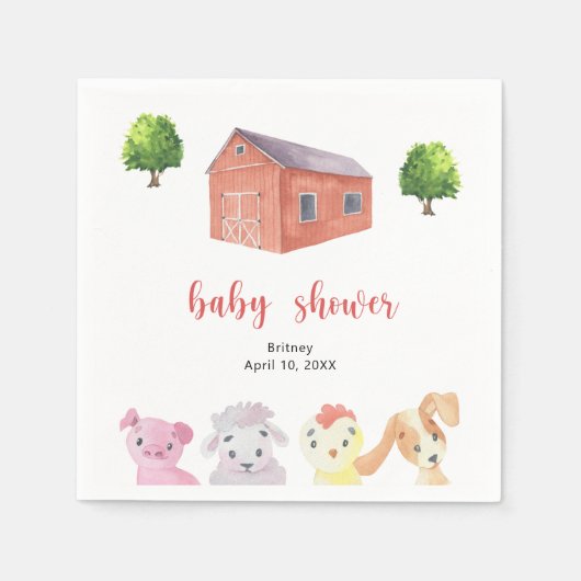 Baby-Dusche auf dem Bauernhof - Babydusche Serviette (Vorderseite)