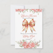 Baby-Dusche aus Gold und Rosa Blütenbraun Dankeskarte (Vorderseite)