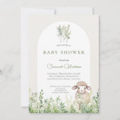 Baby-Dusche aus tierischem Lamm Einladung (Vorderseite)