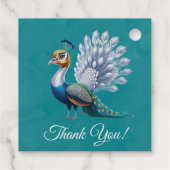 Baby-Dusche aus weißem und goldfarbenem Pfau Geschenkanhänger (Rückseite)