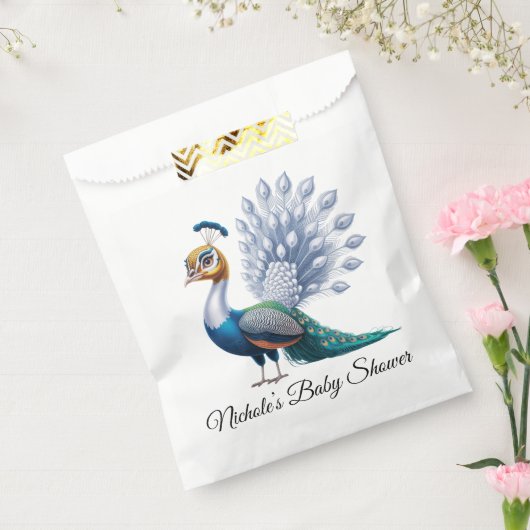 Baby-Dusche aus weißem und goldfarbenem Pfau Geschenktütchen (Versiegelt)