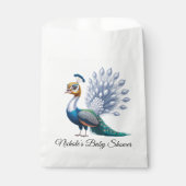 Baby-Dusche aus weißem und goldfarbenem Pfau Geschenktütchen (Vorderseite)