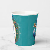 Baby-Dusche aus weißem und goldfarbenem Pfau Pappbecher (Links)