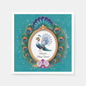 Baby-Dusche aus weißem und goldfarbenem Pfau Serviette (Vorderseite)