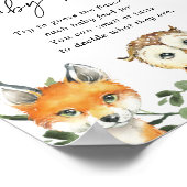 Baby-Dusche aus Woodland schätzt das Baby-Food-Zei Poster (Ecke)