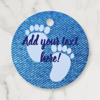 Baby Dusche Baby Blue Denim Print Custom Geschenkanhänger
