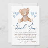 Baby-Dusche, Baby Boy, Blue Hearts Dankeskarte (Vorderseite)