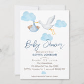 Baby-Dusche, Baby Boy, Storchlieferung Einladung (Vorderseite)