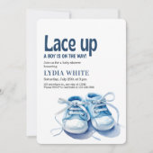 Baby-Dusche, Baby-Dusche, Schnürsenkel Einladung (Vorderseite)