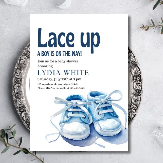 Baby-Dusche, Baby-Dusche, Schnürsenkel Einladung