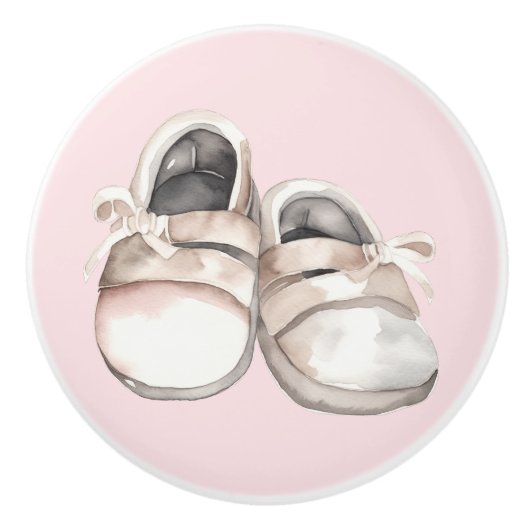 Baby Dusche Babyschuhe Keramikknauf (Vorderseite)