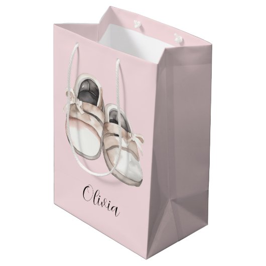 Baby Dusche Babyschuhe Mittlere Geschenktüte (Rückseite Schrägansicht)