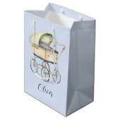 Baby Dusche Babywagen Mittlere Geschenktüte (Rückseite Schrägansicht)