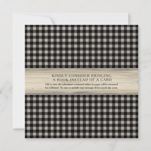 Baby Dusche Bear Wald Wald Lumberjack Kariert Einladung (Rückseite)