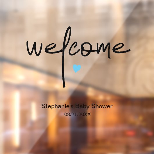 Baby Dusche Begrüßungszeichen Tiny Blue Heart Fensteraufkleber (Blatt 2)