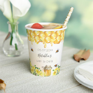 Baby Dusche Bienen Gelb Blumengarten Party Pappbecher