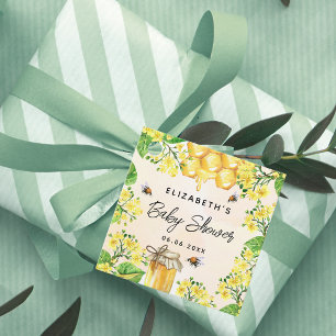 Baby Dusche Bienen gelbe Blumen Honig Geschenkanhänger
