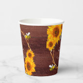 Baby Dusche Bienen Sonnenblumen rustikal Holz brau Pappbecher (Links)