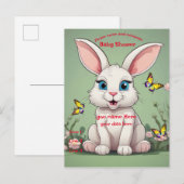 Baby Dusche Big Blue Eyes Bunny Rabbit Einladungspostkarte (Vorne/Hinten)