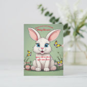 Baby Dusche Big Blue Eyes Bunny Rabbit Einladungspostkarte (Stehend Vorderseite)
