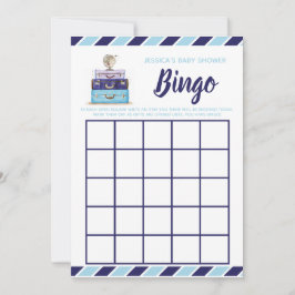 Baby Dusche Bingo Blue Reise-Thema Spiel Einladung