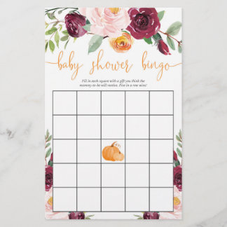 Baby Dusche Bingo Fall Baby Dusche Kürbis