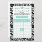 Baby Dusche Bingo Game Chic Aqua Mint Zebra (Vorne/Hinten)