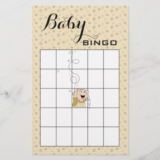 Baby Dusche BINGO Gold Black Stars Baby Flyer (Vorne)