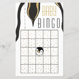 Baby Dusche BINGO "Gold Penguin" Flyer