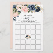 Baby Dusche Bingo Pink Navy Kaskadieren Blumenspie (Vorne/Hinten)