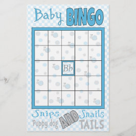 Baby Dusche BINGO "Snips and Snails" Flyer