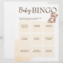 Baby Dusche Bingo Spiel braun personalisierte Vorl