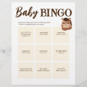 Baby Dusche Bingo Spiel braun personalisierte Vorl Briefbogen (Vorderseite)