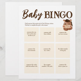 Baby Dusche Bingo Spiel braun personalisierte Vorl Briefbogen