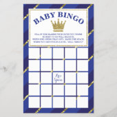 Baby Dusche Bingo Spiel, Prince, Blue und Gold Flyer (Vorne)