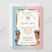 Baby-Dusche, blau, rosa, gold 2 Einladung (Vorderseite)