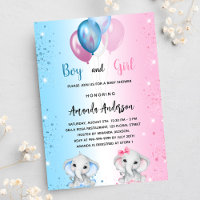 Baby Dusche blau rosa Junge Elefanten Zwillinge