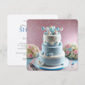 BABY DUSCHE, BLAU & WEISSE KUCHE MIT SCHNULLERN EINLADUNG (Vorne/Hinten)