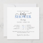 BABY DUSCHE, BLAU & WEISSE KUCHE MIT SCHNULLERN EINLADUNG (Rückseite)