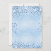 Baby Dusche blauer Glitzer Junge glamourös Einladung (Rückseite)